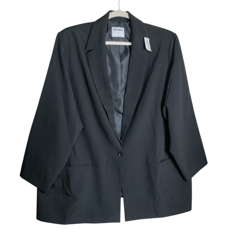 Old Navy Womens Plus 4X Black Single Button Blazer Stretch Lined Jacket